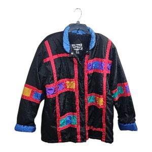 Vintage Spencer Douglas Retro Color Block Quilted Nylon Coat Jacket See Measure